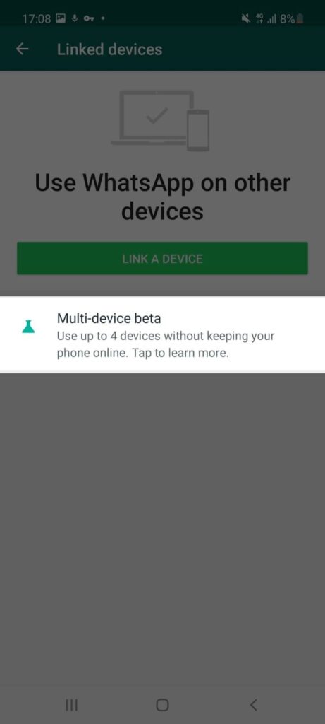 Whatsapp multiple devices on android step 2