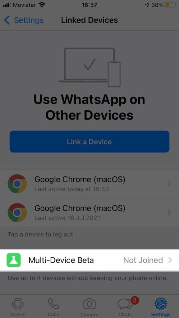 Whatsapp multiple devices on iphone step 2